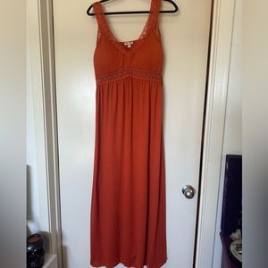 Burnt Orange Derek Heart Maxi Dress XL